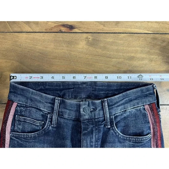 Mother Looker Skinny Jeans Size 25 Here Kitty Kitty Glitter Racer High Waisted - Picture 7 of 10